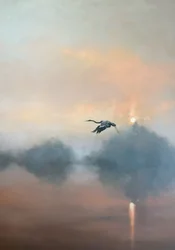 Auringonnousun aikaan lentävät haikarat