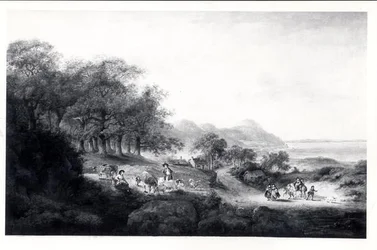 Distant View of Anglesea (öljy kankaalle) (mustavalkotulostus)