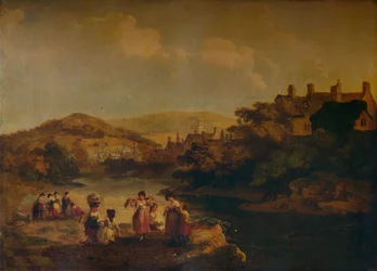 Naiset pesemässä vaatteita Welsh Streamissa, 1790