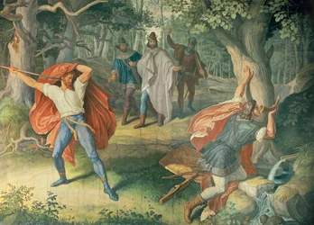 Hagen surmaa Siegfriedin lähteellä, Nibelungien sali