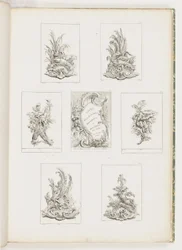 Ornamentin suunnittelu rapu -motiivilla, pl. 14 paikassa Livre des Légumes (Kasviskoriste -sarja) pl. i