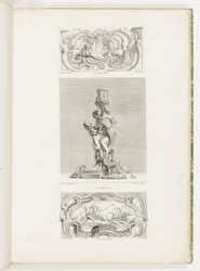 Ornamenttipaneeli Shell -suihkulähteellä Garlands ja Volutes, pl. 22 Oeuvre de Juste-Aurèlessa