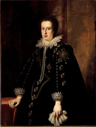 Claude de Mediciksen muotokuva (Claudia de Medici) (1604-1648) Urbinin herttua Federico della Roveren vaimo, sitten Itävallan arkkiherttua Leopold V. Tiroli. Justus Sustermansin maalaus (1597-1681) 1600-luvun Firenze, Pittin palatsi