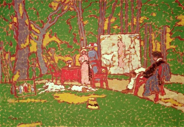 Pagpinta sina Lazarine at Anella sa Park. Mainit, 1910finn
