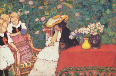 Nainen kolmen tytön kanssa, n. 1909