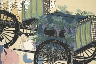 Hanazashi-guruma Momoyo-gusa (Asioiden maailma) Vol II, pub.1909 (värilohko puupiirros)