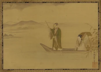Kiinalainen mies ja nainen veneessä, Edo-kausi, 1600-luvun puoliväli.