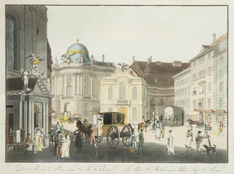 Pyhän Mikaelin aukio Wienissä, 1800-luvun alku.