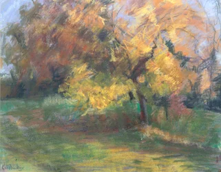 Autumn at May Banks, Sussex, 2000 (pastelli paperille)