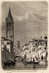 Rezonicon kanava, piirustus Karl Girardet (1813-1871), havainnollistamaan Adalbert de Beaumontin matkaa Venetsiaan, noin 1850. Kaiverrus kirjaan "" Le tour du monde", toimittanut Edouard Charton