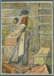 Kivityöläinen, 1864 (wc mustan median alipiirroksen päällä)