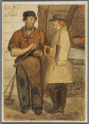 Kaksi kivityöläistä, 1864 (wc mustan median alipiirroksen päällä)
