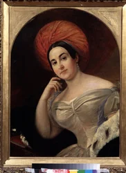 ""Koomikko Ekaterina Semjonovan muotokuva (1786-1849)"" Karl Pavlovich Briullovin (Brioullov) (1799-1852) kuva, Moskova, A. Bakhrushinin osavaltion teatterimuseo
