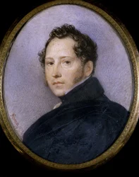 Taiteilija Sylvester Shchedrinin muotokuva (Sylvester Shchedrin) (1791-1830) (Taiteilija S. Shchedrinin muotokuva). Karl Pavlovich Briullov (Briullov) (1799-1852) työ, akvarelli paperille