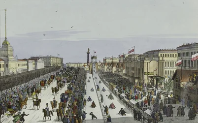 Julkinen ilontila Pietarin Admiralty-aukiolla, 1800-luvun ensimmäinen puolisko.