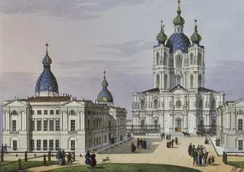 Smolnyn ylösnousemuksen luostari Pietarissa, 1800-luvun ensimmäinen puolisko.