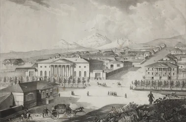 Näkymä hotellille ja Pyatigorskin keskustaan, 1800-luvun puoliväli