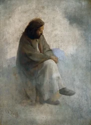 Diefenbachin, Karl Wilhelmin (1851-1913) omakuva Kristuksena. Öljy kankaalle