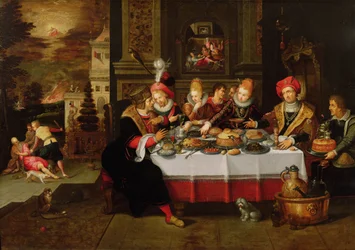 Lasarus ja rikkaan miehen pöytä (Luukas XVI) (paneeli)