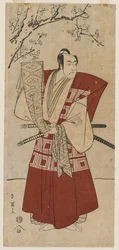 Ichikawa Monnosuke II lordia pitelevänä lippua, 1791.