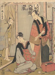 Kohtaus Chushinguran kymmenennestä näytöksestä, n. 1790.