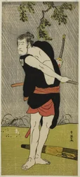 Näyttelijä Ichikawa Komazo II roolissa Ono Sadakuro näytelmässä Chuko Ryogoku Ori, joka esitettiin Nakamura-teatterissa seitsemäntenä kuukautena vuonna 1790.