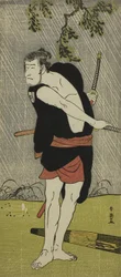 Ichikawa Komazo II Ono Sadakurona näytelmässä Chuko Ryogoku Ori, joka esitettiin Nakamura-teatterissa seitsemäntenä kuukautena, 1790, c.