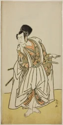 Näyttelijä Ichikawa Yaozo II Sakura-maruna näytelmässä Sugawara Denju Tenarai Kagami, joka esitettiin Ichimura-teatterissa seitsemäntenä kuukautena vuonna 1776.