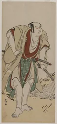 Otani Hiroji III samuraina seisovana virran vieressä, n. 1780.