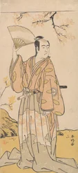 Näyttelijä, 3. Sawamura Sojuro pitelee avointa tuuletinta, n. 1779.