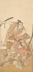 Näyttelijä Ichikawa Yaozo II Soga no Goron roolissa, n. 1772.