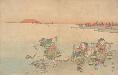 Kolme vedenkuljettajaa rannalla, 1700-luvun loppu.