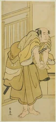 Näyttelijä Asao Tamejuro I humalaisen Gotobein roolissa näytelmässä Yoshitsune Koshigoe Jo, esitettiin Ichimura-teatterissa yhdeksännessä kuussa, 1790