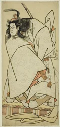 Näyttelijä Onoe Matsusuke I Ashikaga Takaujina näytelmässä Kumoi no Hana Yoshino no Wakamusha, esitettiin Nakamura-teatterissa yhdestoista kuukaudessa, 1786