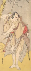 Näyttelijä Onoe Matsusuke samuraina vedetyllä miekalla, 1786.