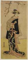 Näyttelijä Yamashita Mangiku I Lady Yuyana (Yuya Gozen) (?) näytelmässä Heike Hyobanki (?), joka esitettiin Nakamura-teatterissa (?) seitsemännessä kuussa, 1789 (?)