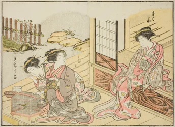 Kagemanjiyan kurtisaanit kirjasta "Mirror of Beautiful Women of the Pleasure Quarters (Seiro bijin awase sugata kagami)", voi. 1