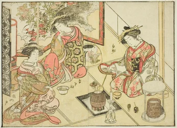 Okaneyan kurtisaanit, kirjasta "Mirror of Beautiful Women of the Pleasure Quarters (Seiro bijin awase sugata kagami)," voi. 2