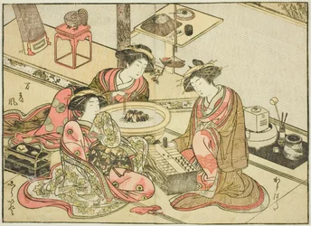 Yamashiroyan kurtisaanit, kirjasta "Mirror of Beautiful Women of the Pleasure Quarters (Seiro bijin awase sugata kagami)," voi. 2