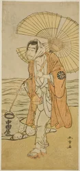 Näyttelijä Nakamura Nakazo I Renegade-munkki Dainichibon roolissa näytelmässä Edo Meisho Midori Soga, esitettiin Morita-teatterissa ensimmäisenä kuukautena, 1779