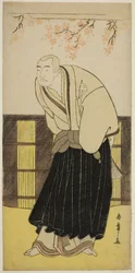 Näyttelijä Otani Hiroji III munkki Izayoibon roolissa näytelmässä Keisei Katabira ga Tsuji, esitettiin Ichimura-teatterissa seitsemännessä kuussa, 1783