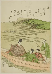 "To": Sumida River, Musashi ja Shimosa Provinces, sarjasta "Tales of Ise in Fashionable Brocade Pictures (Furyu nishiki-e Ise monogatari)"