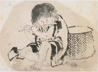Poika, joka soittaa huilua, Edo-kausi, n. 1840.