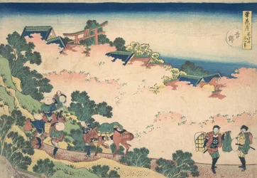 Cherry Blossoms at Yoshino Yoshino, sarjasta Lumi, kuu ja kukat Setsuge..., ca. 1833.