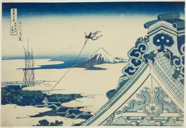 Hongan-ji-temppelin käsi MP Asakusa-jäsen Edossa (Toto Asakusa Hongan-ji-temppeli), sarjasta "Ti rty x view of mount t wisteria (Fugaku Kasaju Rokukatsura)"