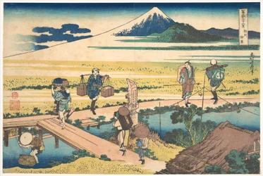 Nakahara Sagamin maakunnassa (Sōshū Nakahara), sarjasta ”36 näkymää Fuji-vuorelta” (Fugaku sanjūrokkei)