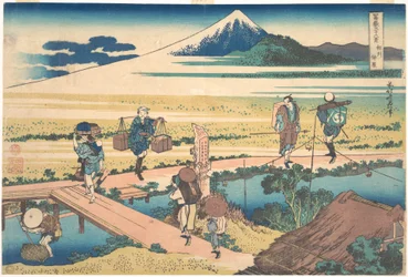 Nakahara Sagamin maakunnassa (Sōshū Nakahara), sarjasta ”36 näkymää Fuji-vuorelta” (Fugaku sanjūrokkei)