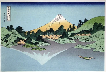 Heijastus veden pinnalla, Misaka, Kain maakunta sarjasta Thirty-Six Views of Mt Fuji, 1830-1833
