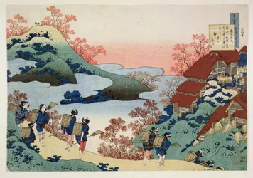 Saramaru Dayu sarjasta "100 runoilijan 100 runoa imettäjän selittäminä", noin 1835