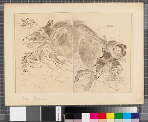 Kohtauksia Japanin ja Korean välisestä sodasta, 1700-luvun loppu-1900-luvun alkupuolisko (tussi ja pesu paperille).